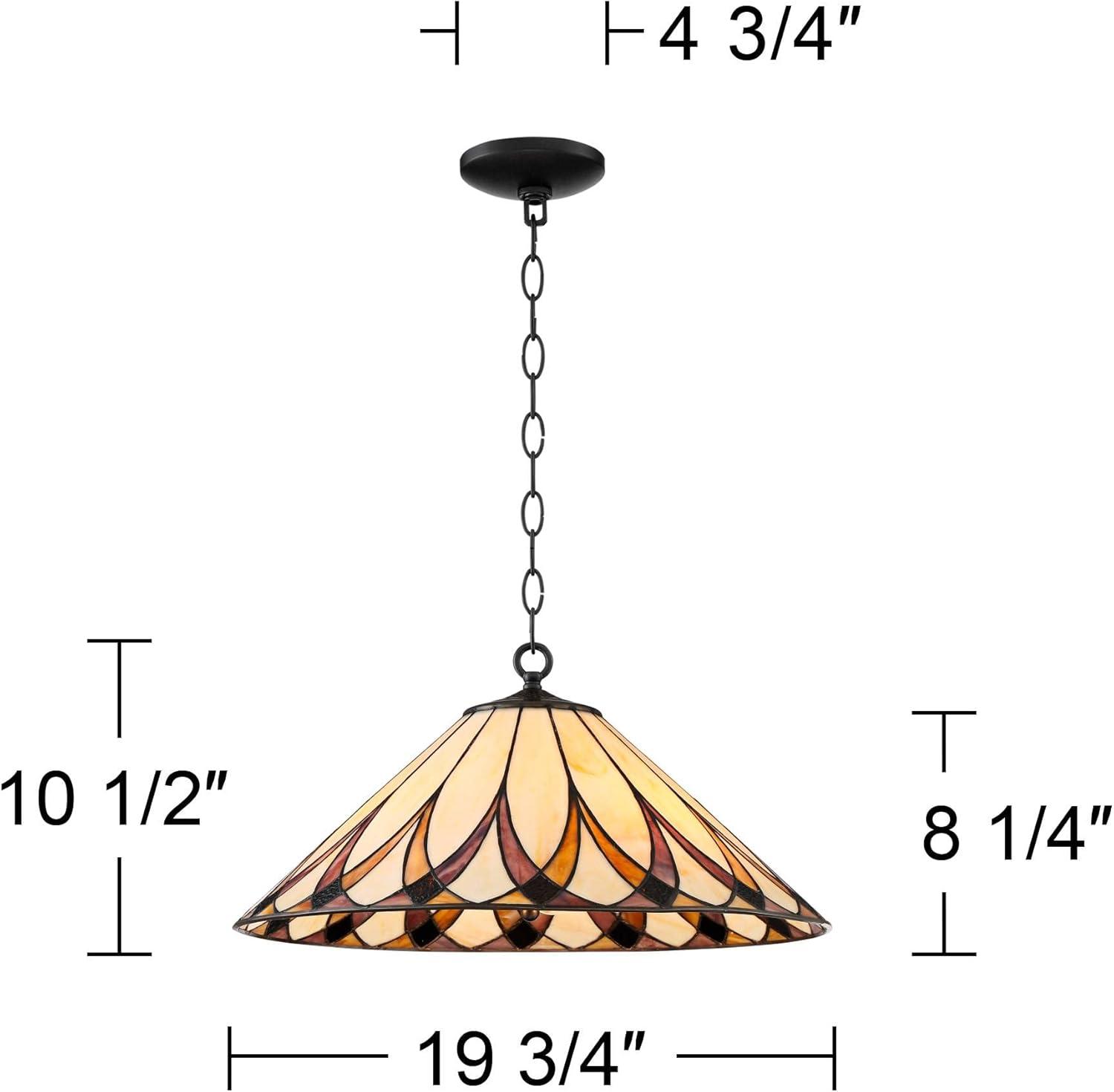 Robert Louis Tiffany Bronze Pendant Chandelier 19 3/4" Wide Farmhouse Rustic Art Glass Shade 3-Light Fixture for Dining Room Living Kitchen Island