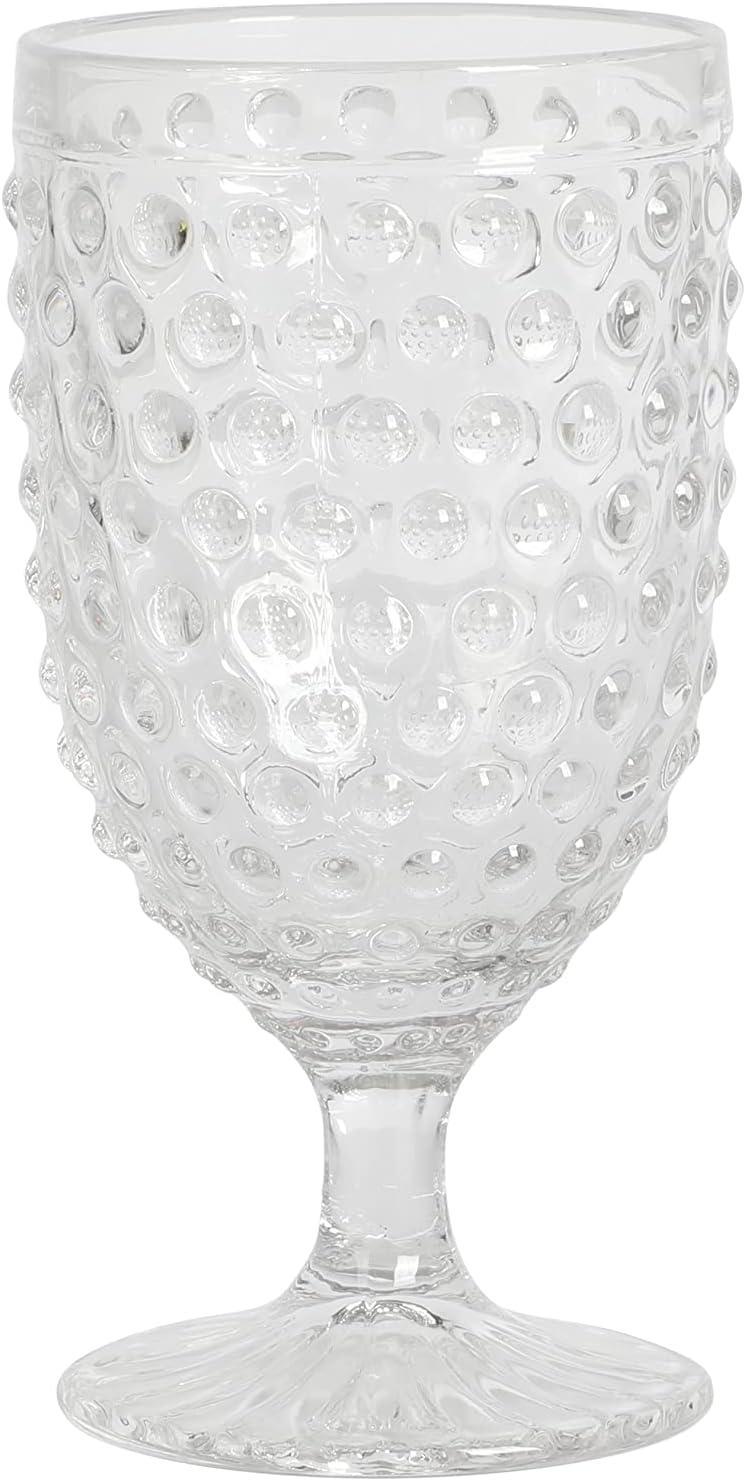 Martha Stewart Chauncey 4-Pack 14.2 oz Hobnail Handmade Glass Goblet - Pink