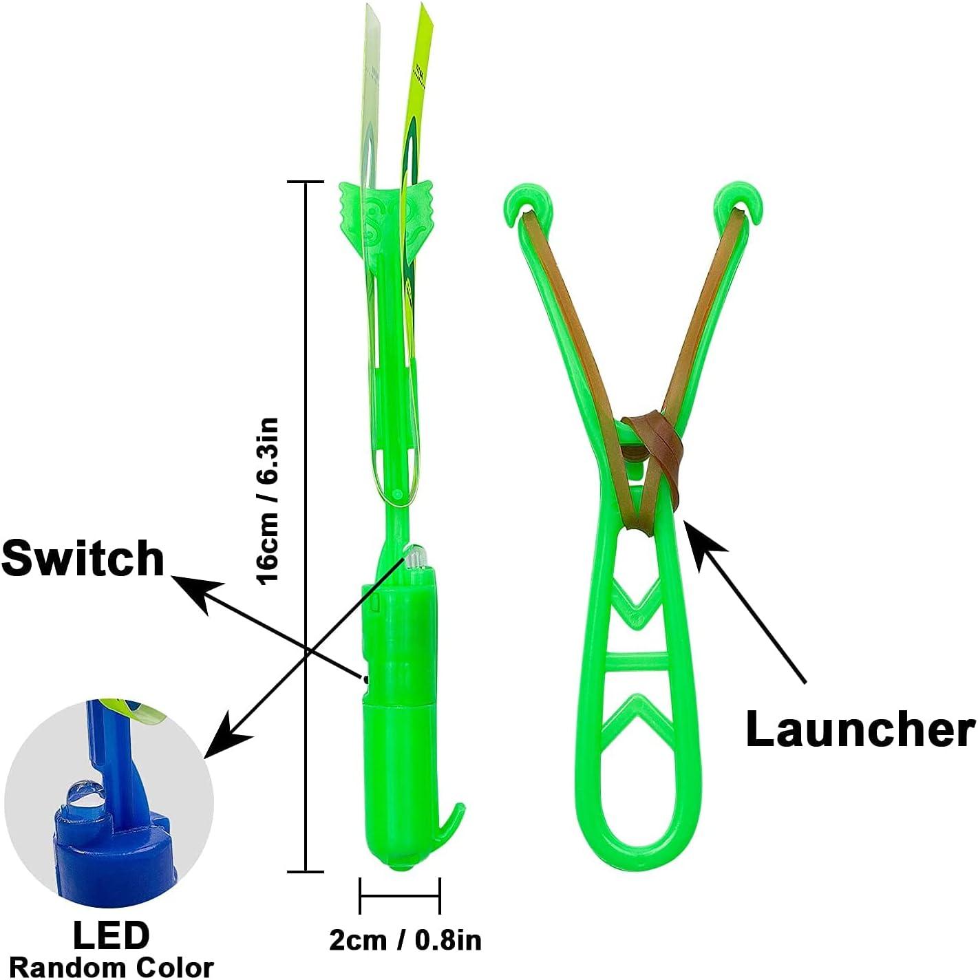Rocket Copters Amazing LED Slingshot Helicopter Toy, Launches up to 120 ft., 9-Piece Set