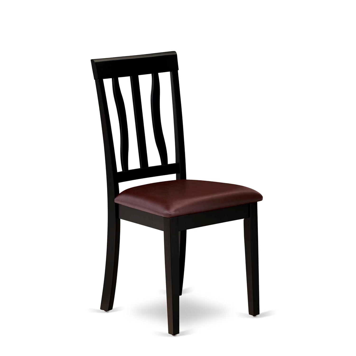 WEAN5-BCH-W East West Furniture 5 Piece Kitchen Table Set- a Dining Table and 4 Chairs, Black & Cherry(Seat Type Options) WEAN5-BCH-LC
