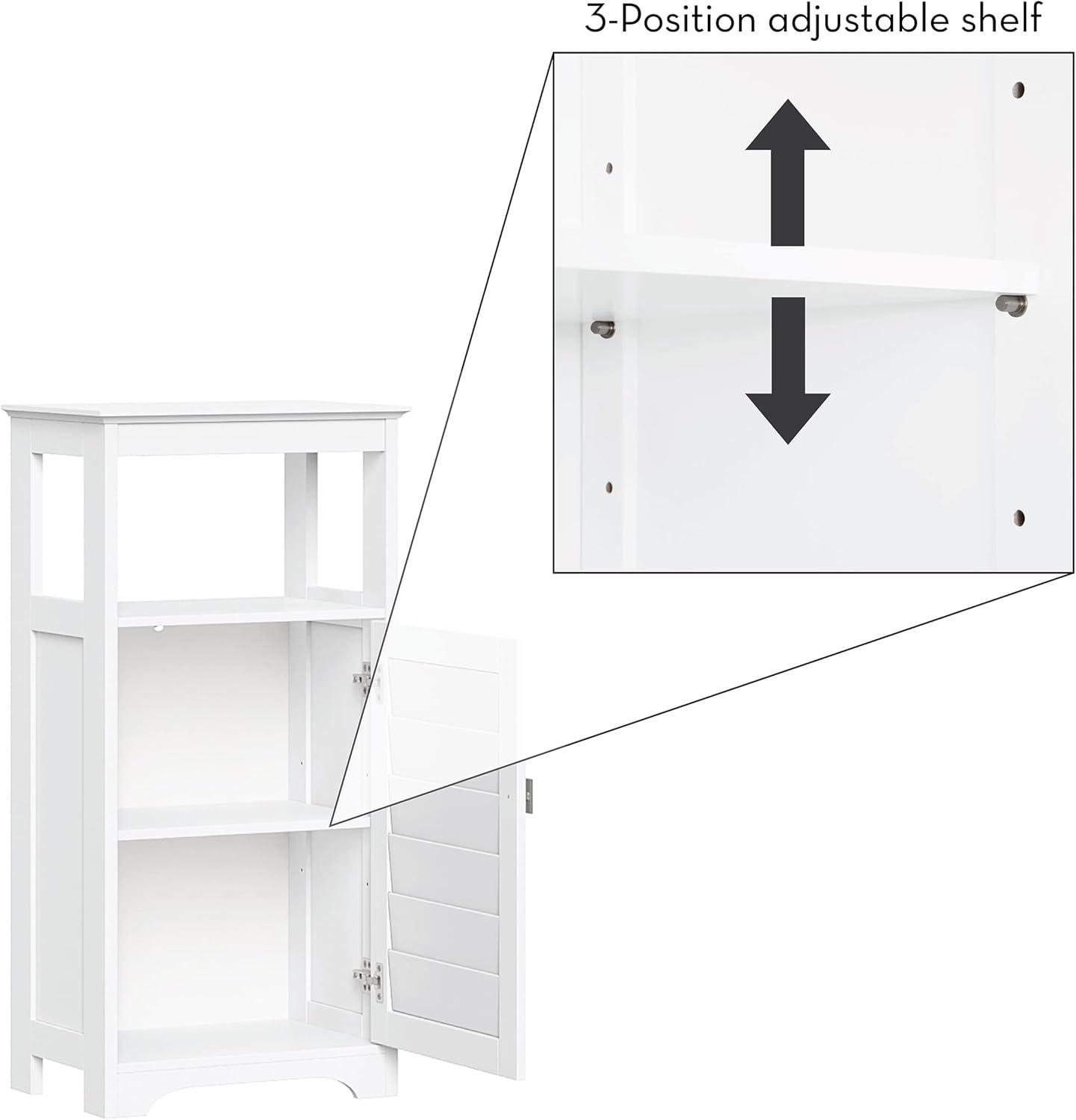 RiverRidge Brookfield Single Door Floor Bathroom and Laundry Storage Cabinet and Organizer with Adjustable Shelves - White