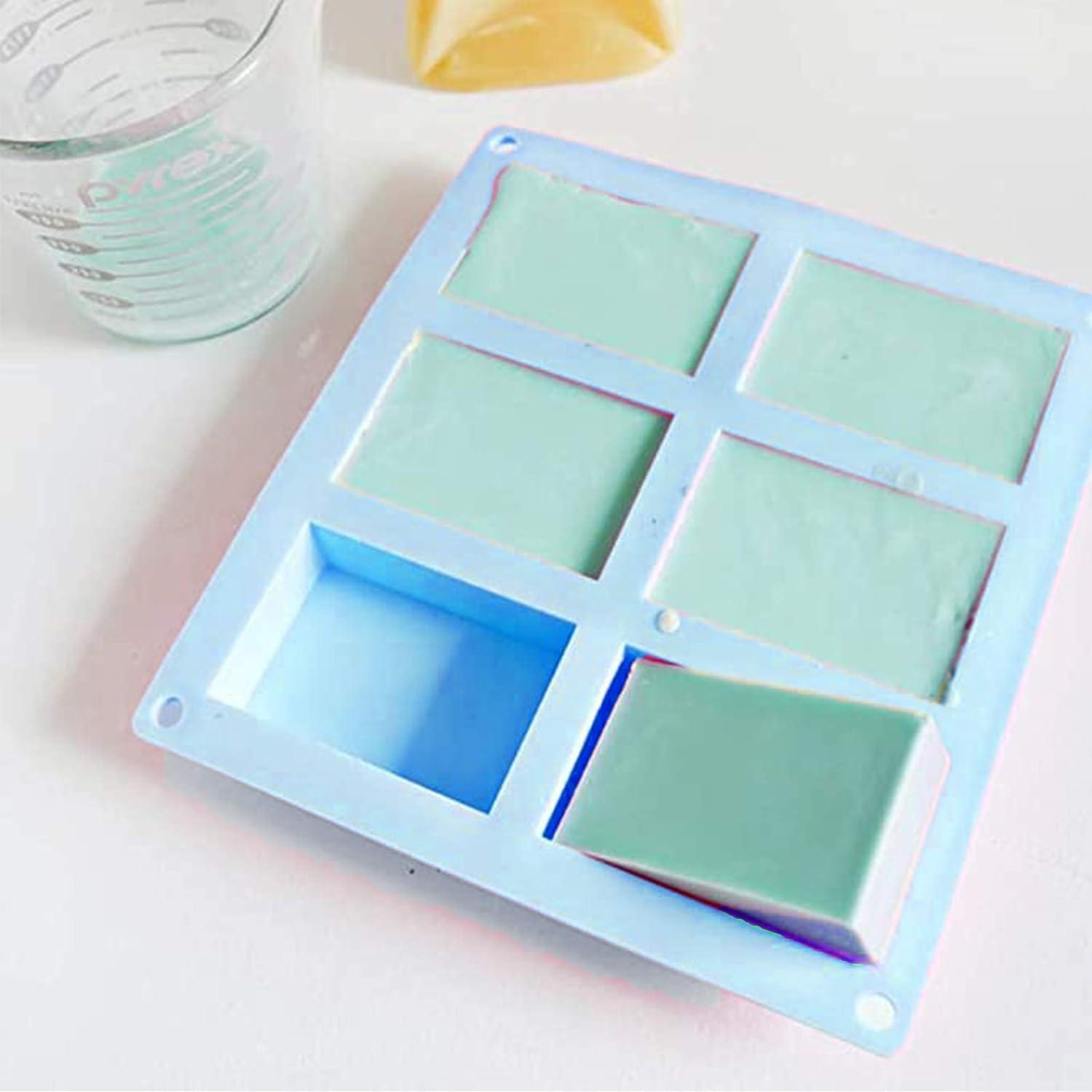 3 Pack Silicone Soap Molds, 6 Cavities Rectangle Silicone Soap Molds, Great for Homemade Craft Soap Mold, Chocolate Mold, Cake Mold & Ice Cube Tray - Just Pop Out(Pink & Blue & Purple)
