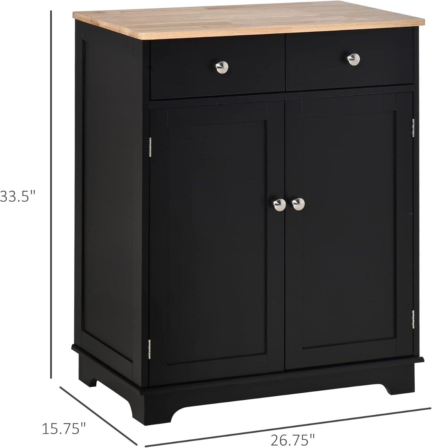 HOMCOM Sideboard Buffet Cabinet with 2 Drawers, Adjustable Shelf for Living Room, Black