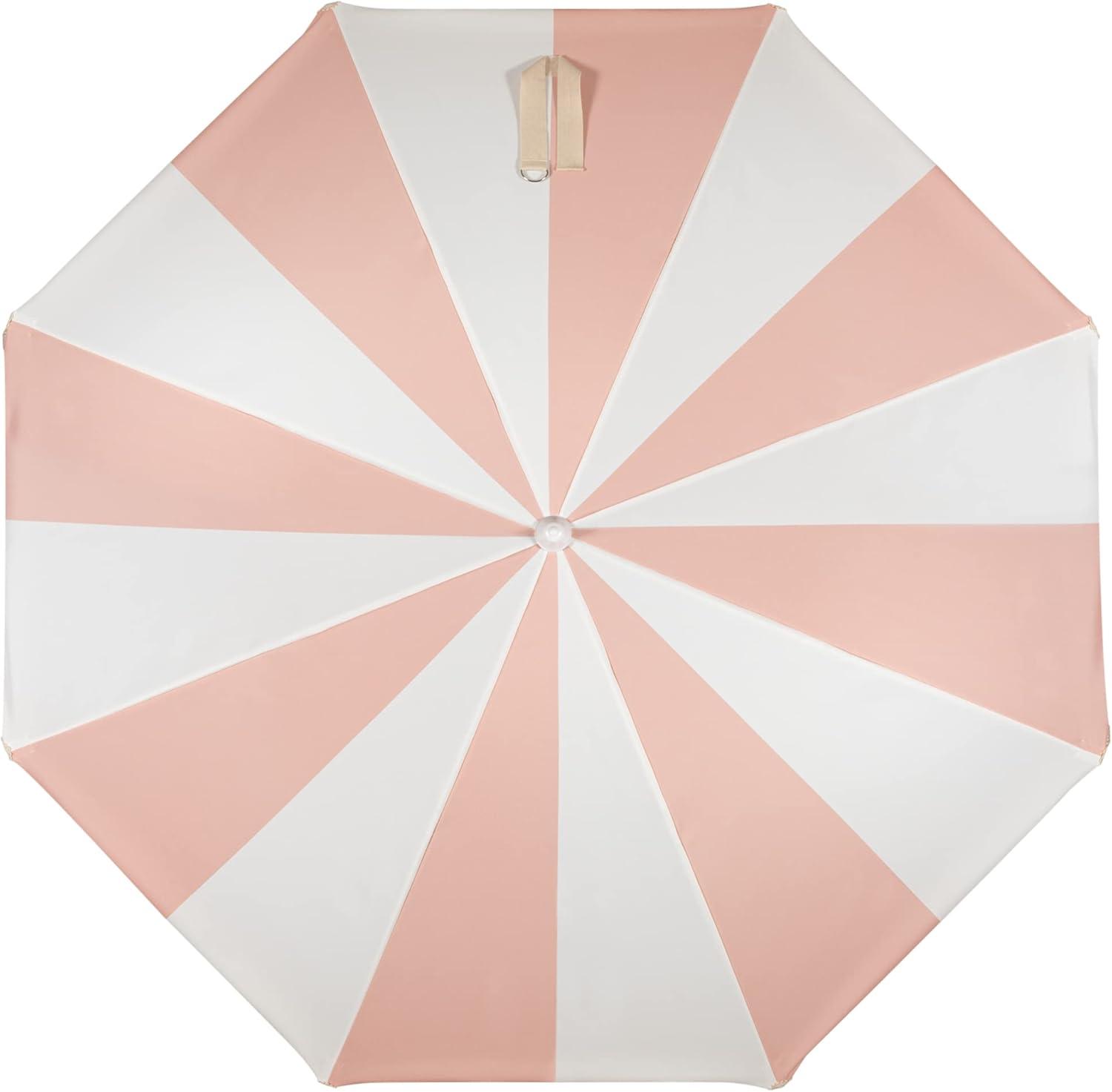 Beach State Summerland 6.5 ft. Diameter Portable Beach Umbrella - Pink Salt Stripe