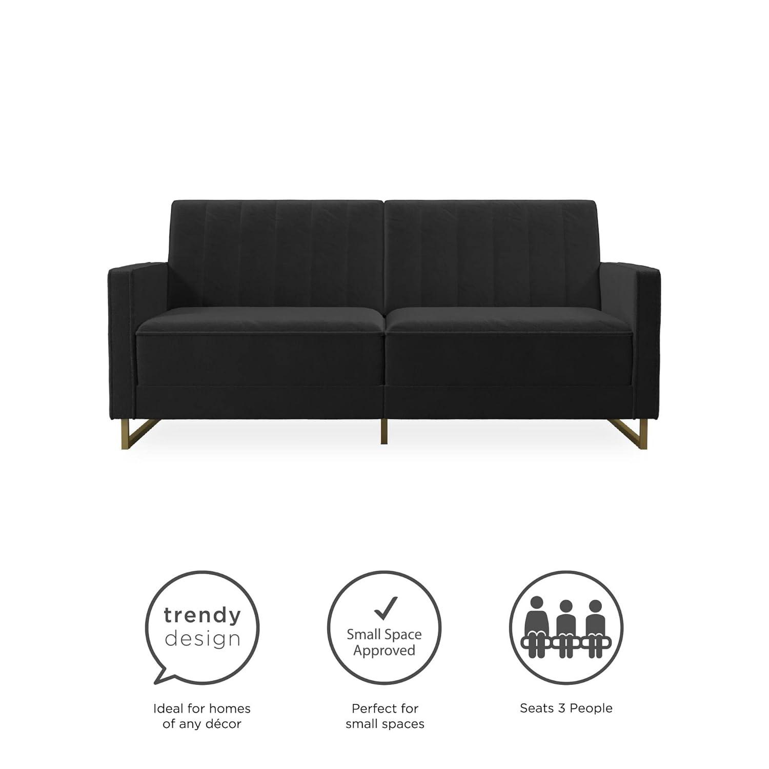 Skylar Full / Double 77'' Velvet Tufted Convertible Sofa