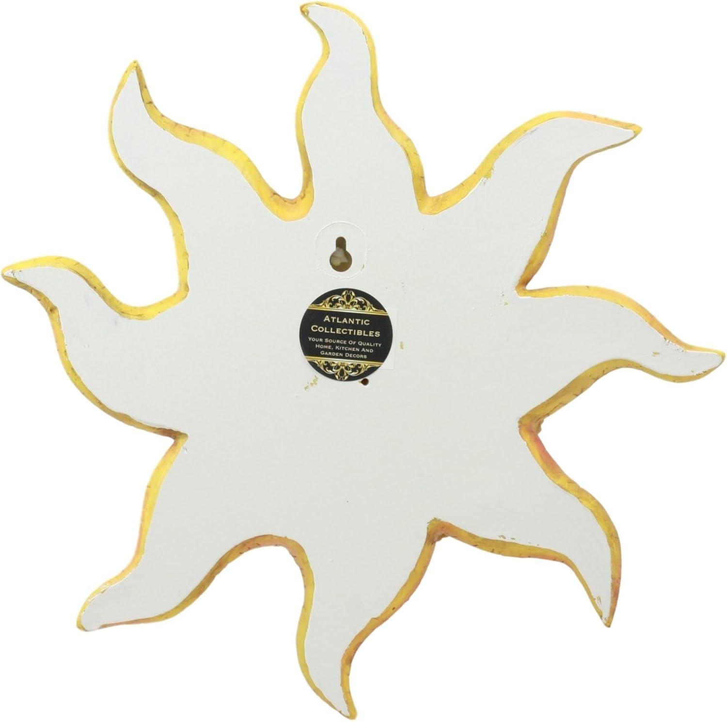 Ebros Cara de Mosaico Naranja Sol con Luna de Mosaico Amarillo, Decoración de Placa de Pared de 13"H