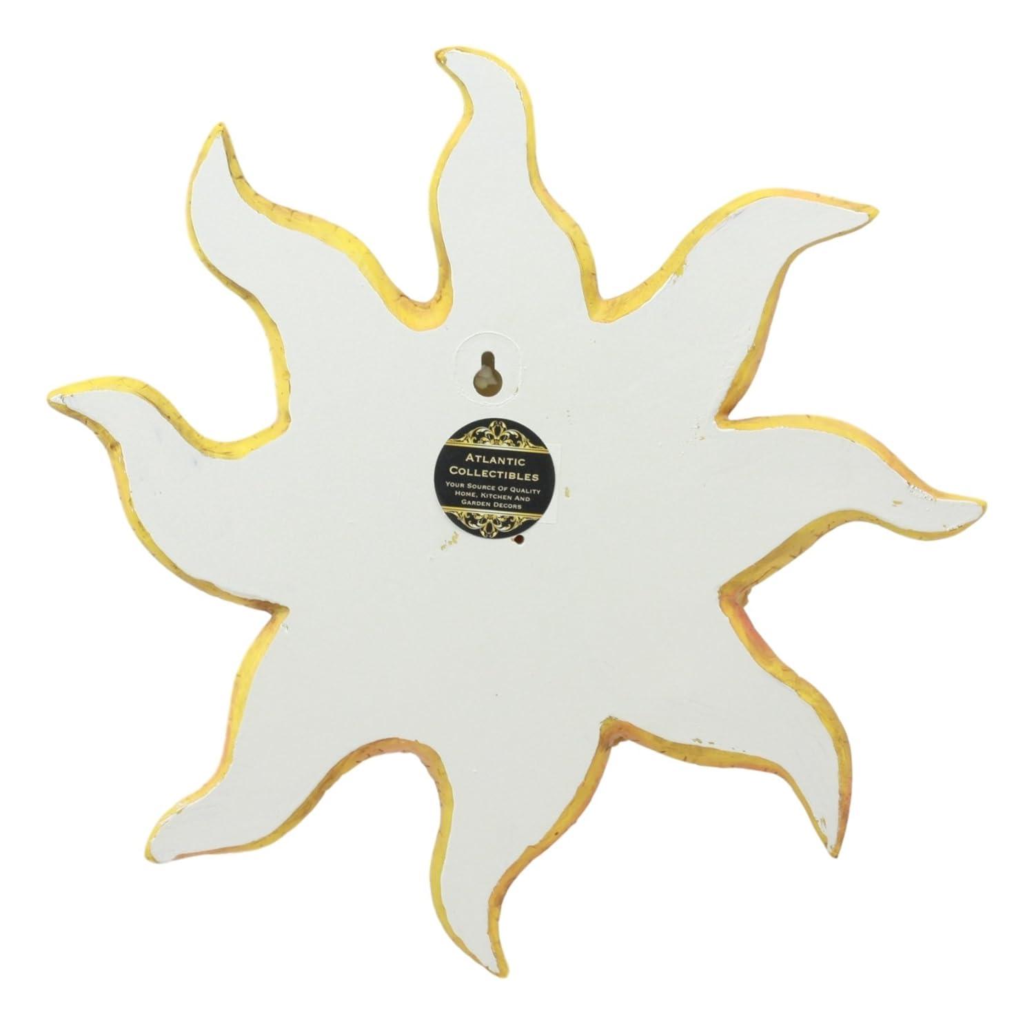 Ebros Cara de Mosaico Naranja Sol con Luna de Mosaico Amarillo, Decoración de Placa de Pared de 13"H