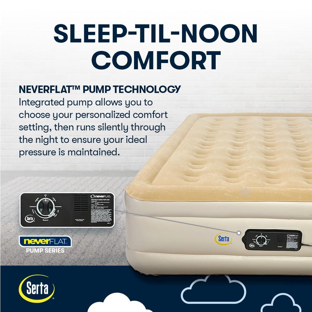 Serta 16" Raised Queen Luxury Air Mattress with Internal Ac Pump