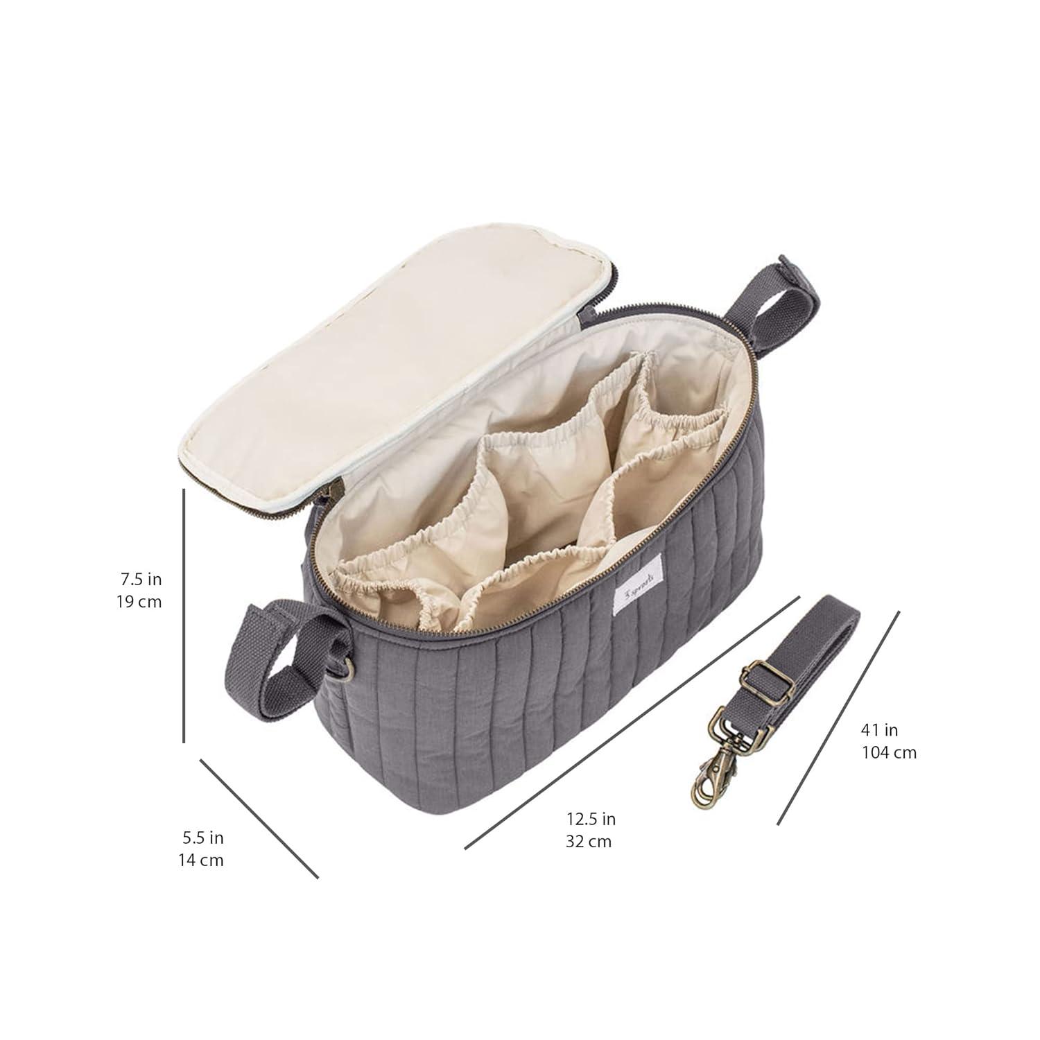 3 Sprouts Universal Quilted Stroller Caddy Organizer with 2 Cup Holders and Adjustable Shoulder Strap in Mustard