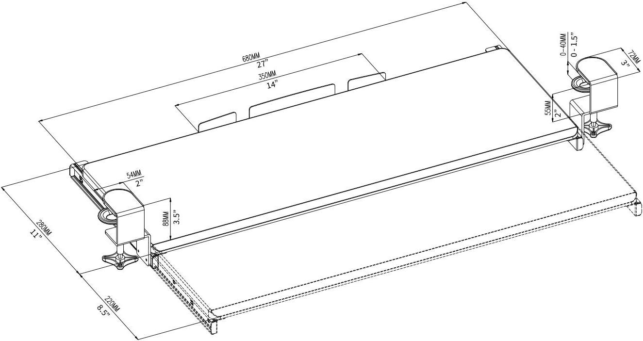 VIVO White Extra Sturdy Clamp-on Computer Keyboard & Mouse Under Desk Tray