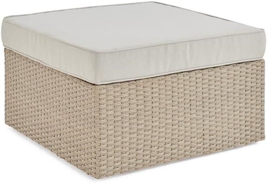 Canaan 26" Square All-Weather Wicker Outdoor Ottoman with Cushion