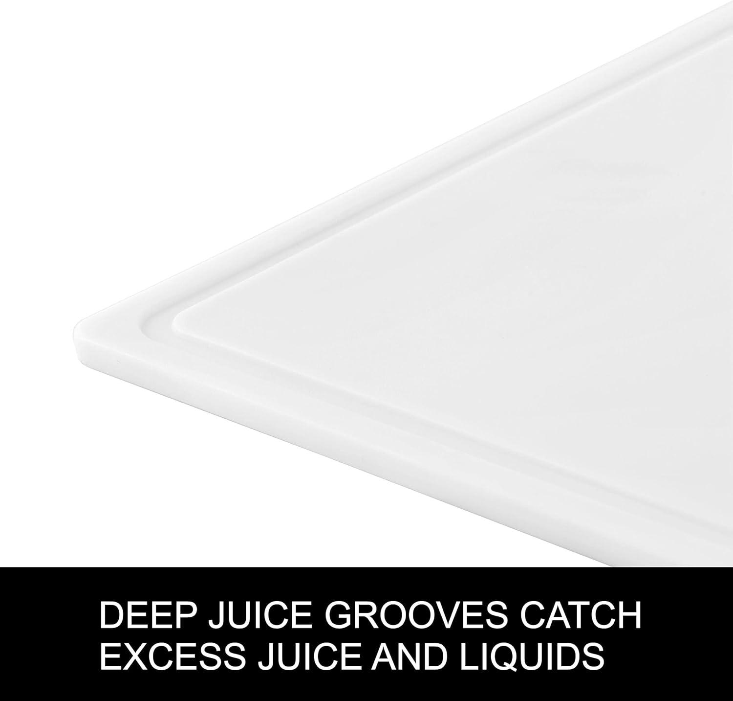 Extra-Large White Plastic Rectangular Cutting Board with Juice Groove