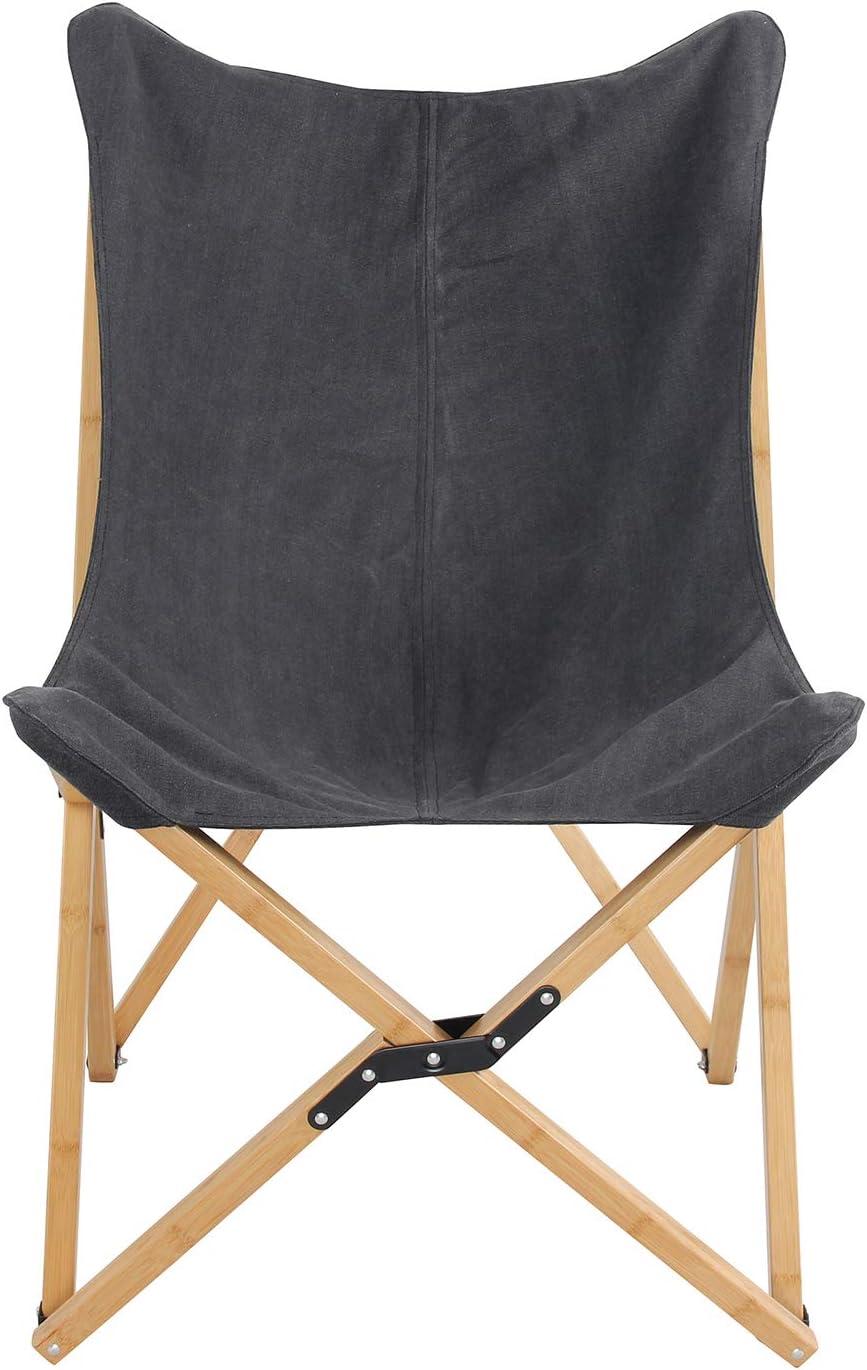 AmeriHome Canvas and Bamboo Butterfly Chair for Adults- Black