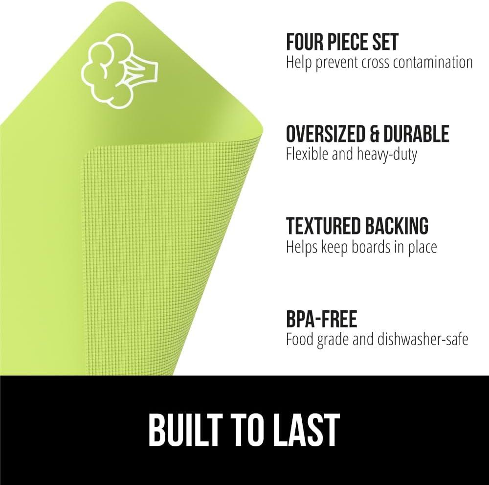 GORILLA GRIP Cutting Board Set of 5, Flexible, Durable Plastic Chopping Mats, 15x12, Multicolor