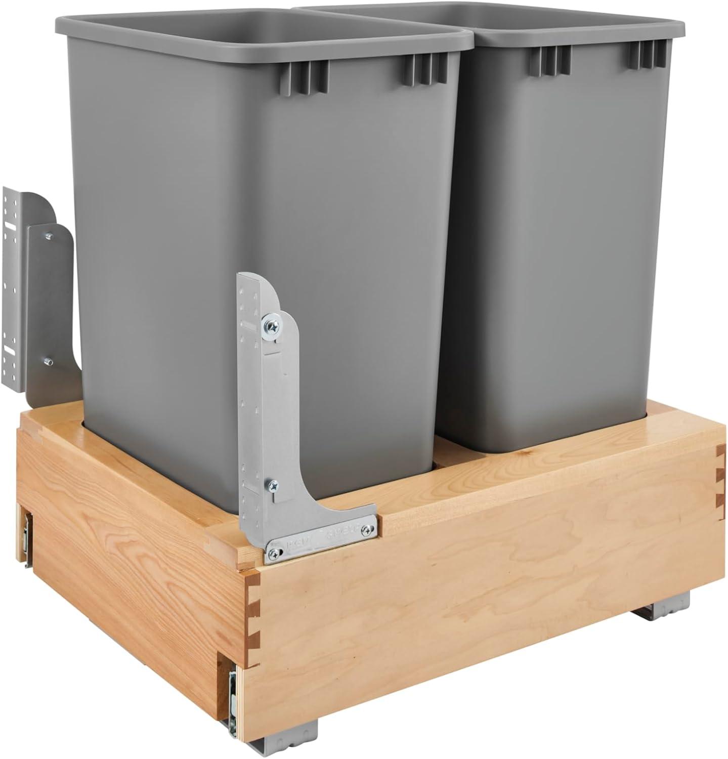 Rev-A-Shelf Rev-A-Shelf Double Pull Out Bottom Mount Trash Can, Gray