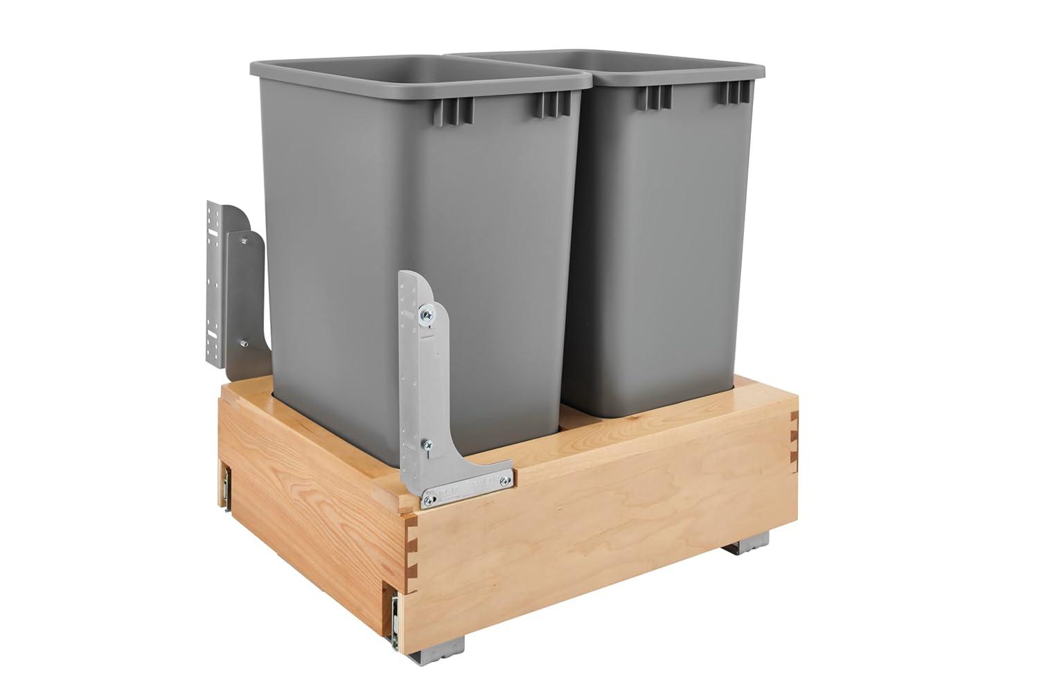 Rev-A-Shelf Rev-A-Shelf Double Pull Out Bottom Mount Trash Can, Gray
