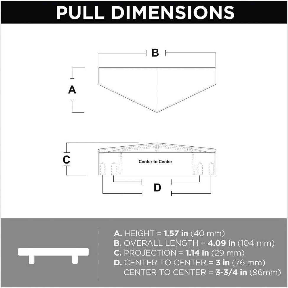 Half Diamond Dual Mount Kitchen Cabinet or Furniture Drawer 3" Center Finger Pull Multipack