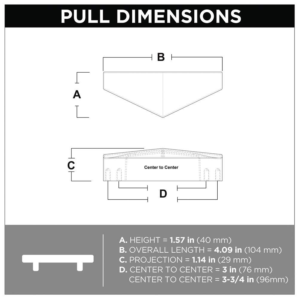 Half Diamond Dual Mount Kitchen Cabinet or Furniture Drawer 3" Center Finger Pull Multipack