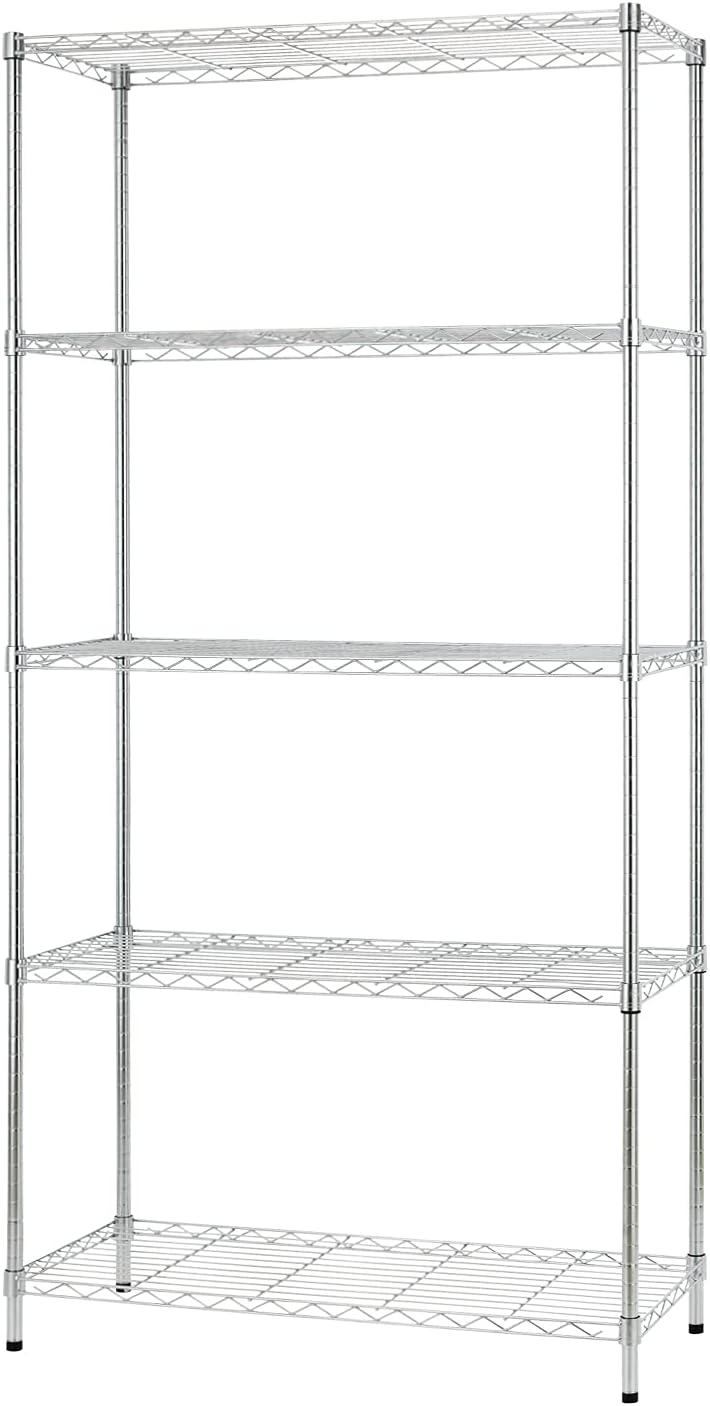 FDW 5-Shelf Adjustable Layer Rack Commercial Strong Steel for Restaurant Garage Kitchen