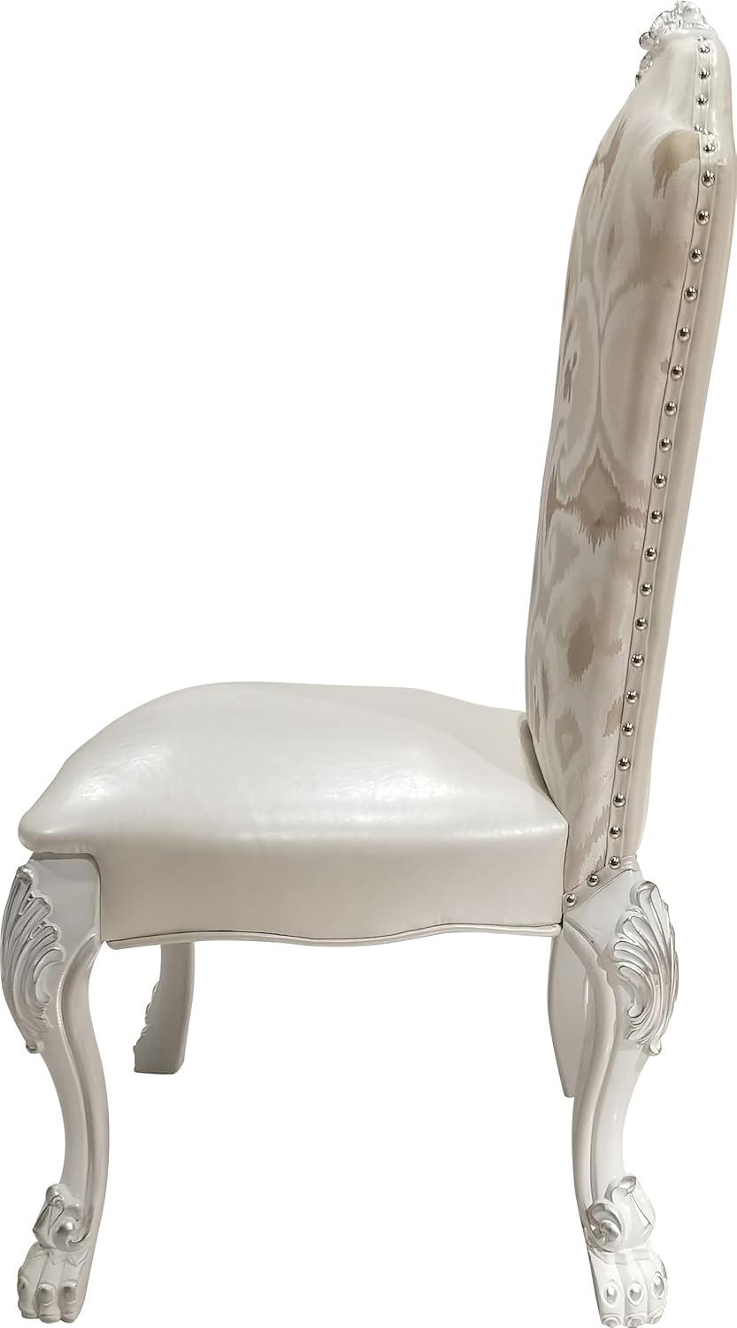 Acme Furniture 25" Dresden Dining Chair Fabric and Bone White Finish: Leather Upholstery, Wood Frame, Armrest, Spot Clean