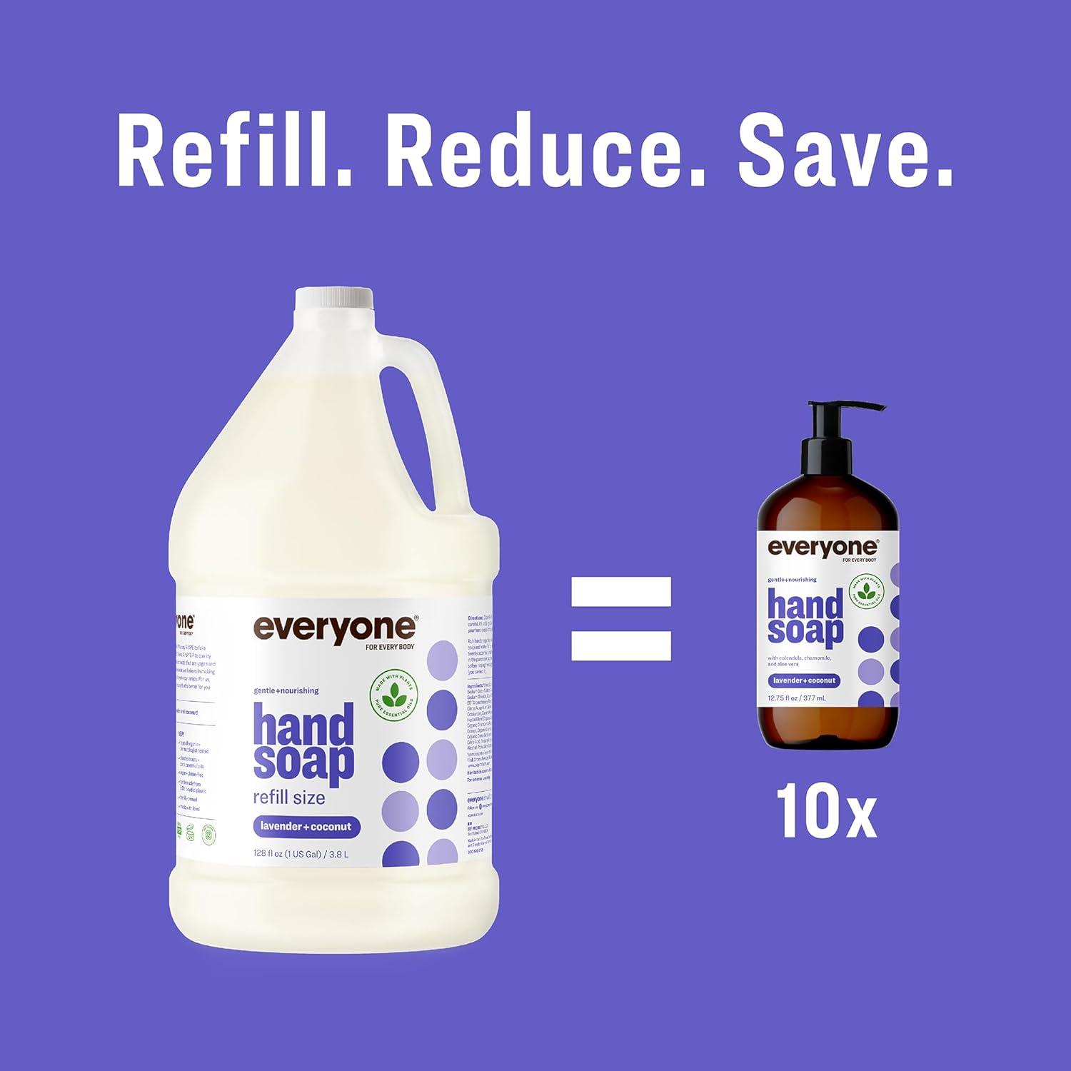 Everyone Liquid Hand Soap Refill, 1 Gallon, Lavender and Coconut, Plant-Based Cleanser with Pure Essential Oils