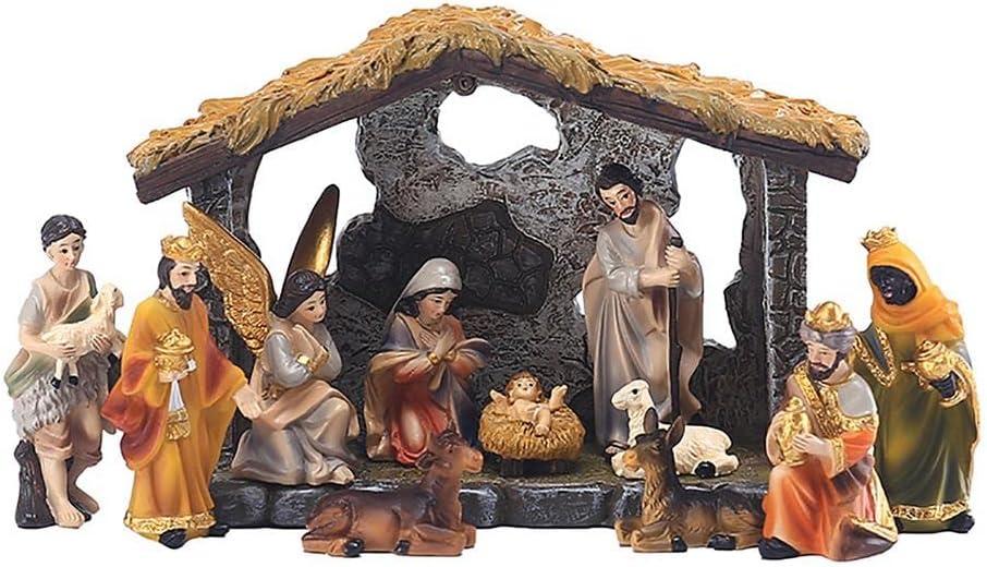 vebyrgF Christmas Nativity Scene Hand Painted Sculpted Collectable Table Ornament Nativity Sets For Christmas Indoor Manger Scene