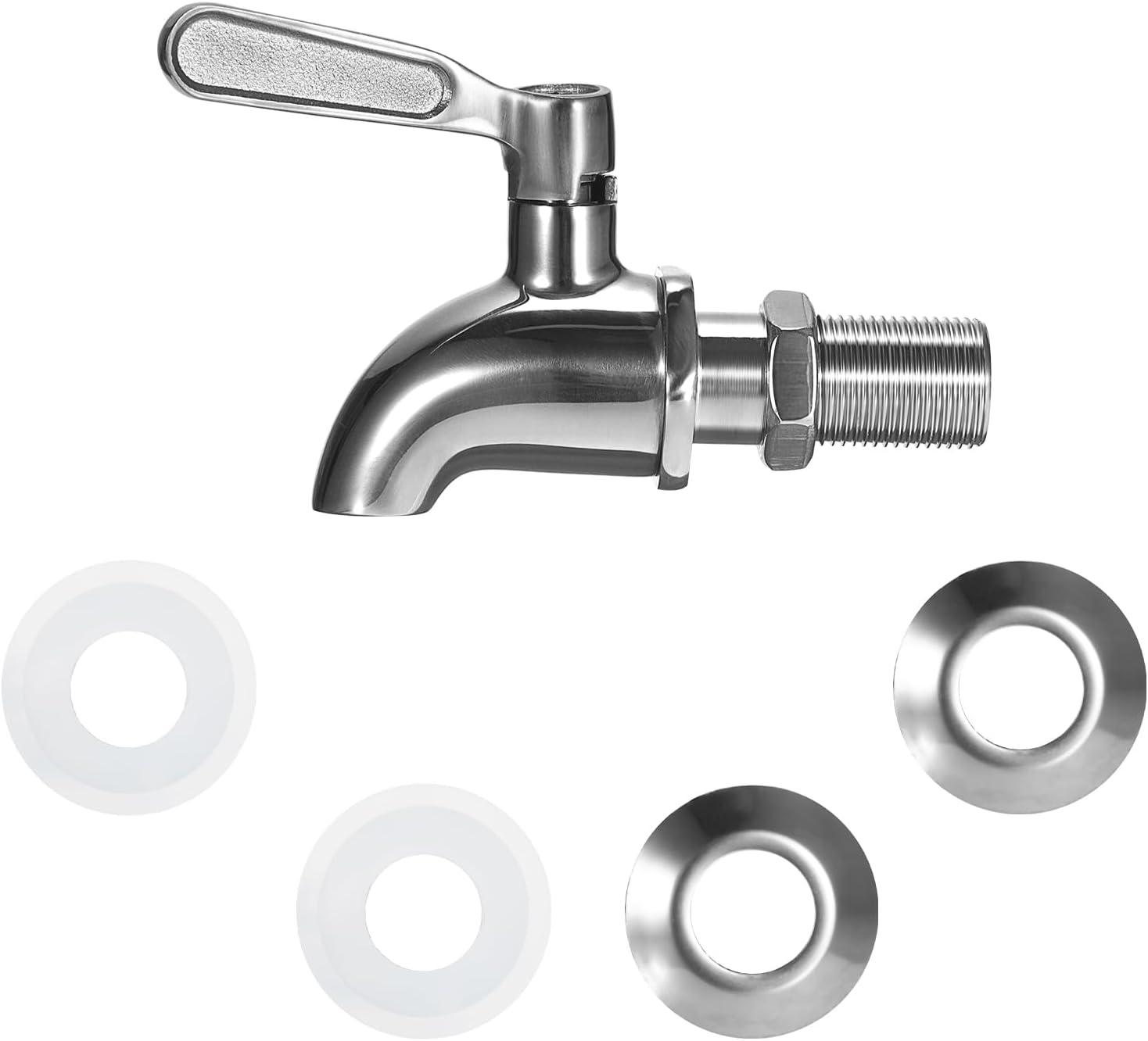 Polished Stainless Steel Beverage Dispenser Replacement Spigot Set