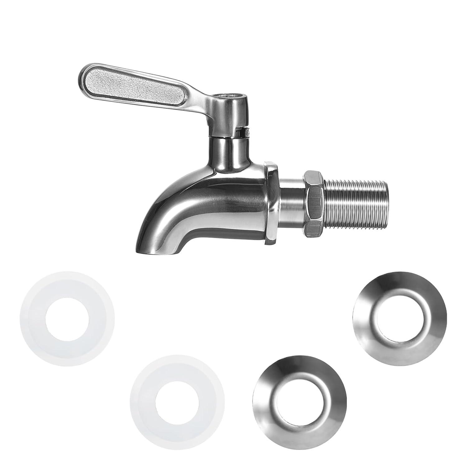 Polished Stainless Steel Beverage Dispenser Replacement Spigot Set