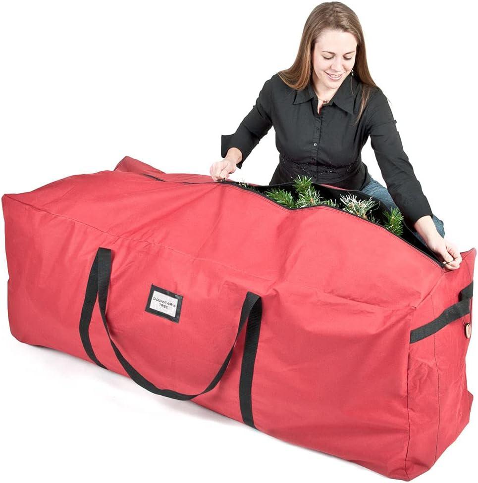 Santa's Bag 6'-9' Extra Large Tree Storage Bag: TreeKeeper, Polyester, Built-In Handles, Christmas Tree Storage, Red