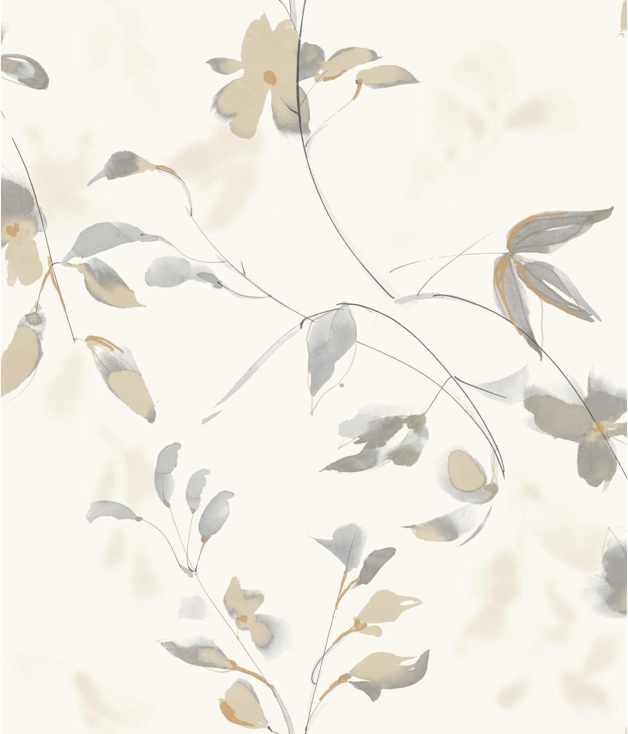 Soft Neutral Linden Flower Peel and Stick Wallpaper