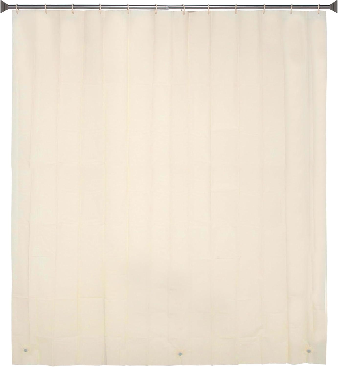 Kenney KN61756 Lightweight 3 Gauge Waterproof PEVA Shower Curtain Liner with Durable Eyelet Hang Holes, Weighted Magnetic Hem, and 12 Piece Plastic C-Ring Set for Bathroom, 70" W x 72" H, Cream