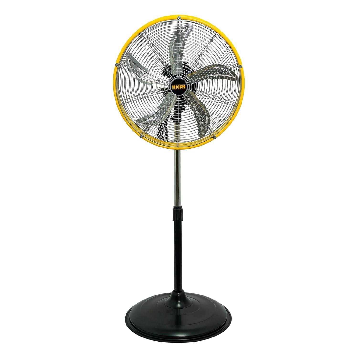 20" Yellow Aluminum Pedestal Fan with Adjustable Height
