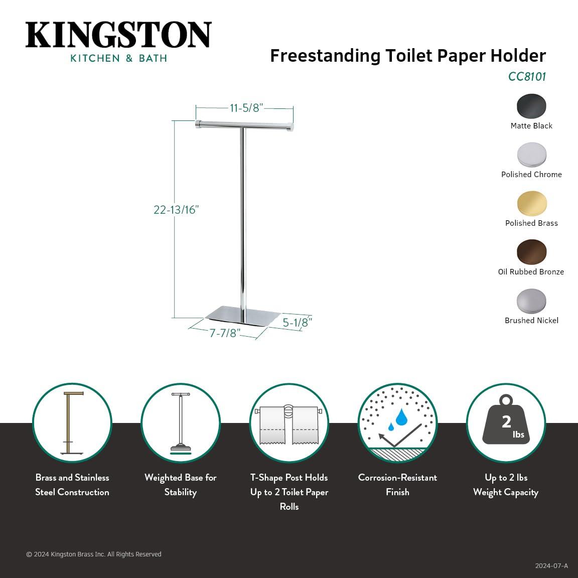 Kingston Brass Cc810 Claremont Free Standing Euro Toilet Paper Holder - Brass