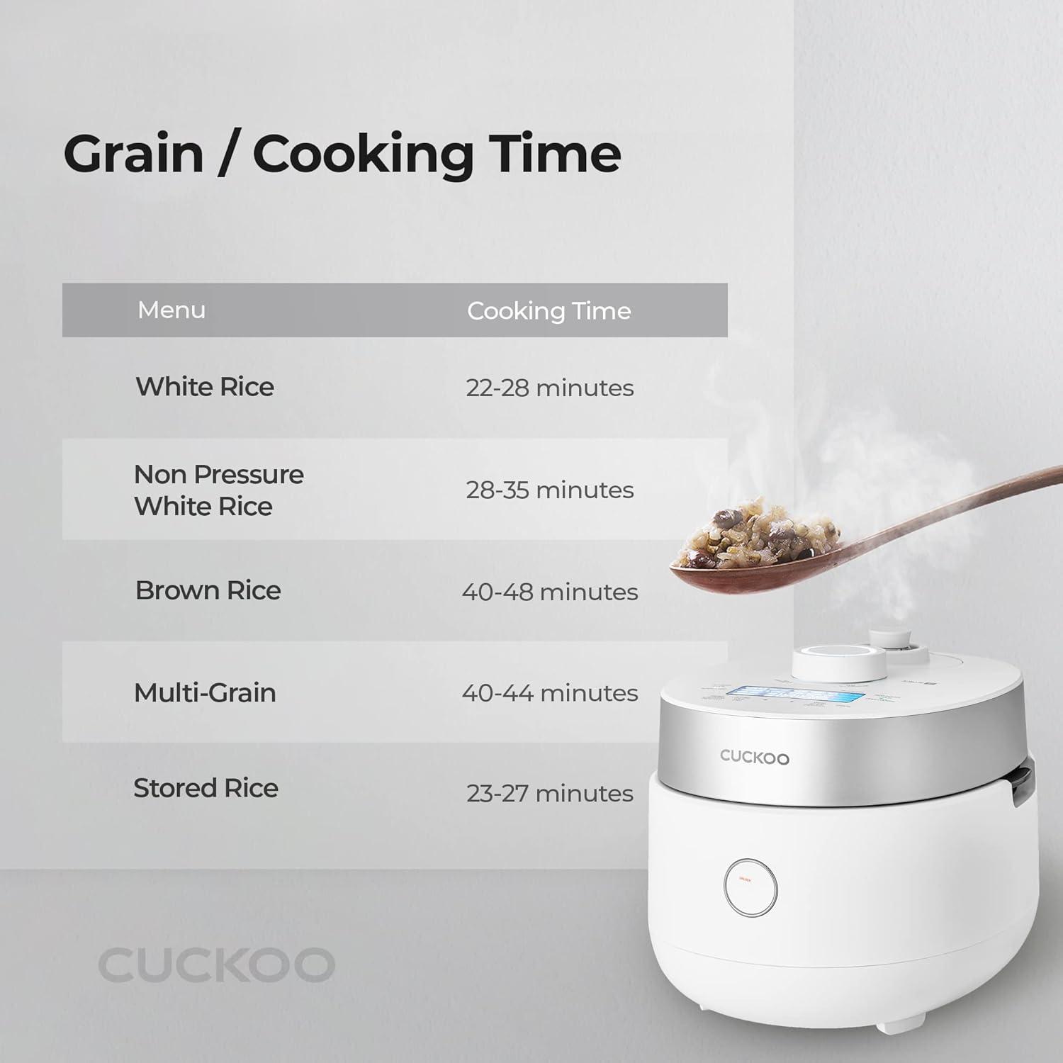 CUCKOO CRP-MHTR0309F 3-Cup (Uncooked) / 6-Cup (Cooked) Induction Heating Twin Pressure Rice Cooker & Warmer with Nonstick Inner Pot, 15 Menu Modes, 3 Voice Guide, Auto Clean (White)