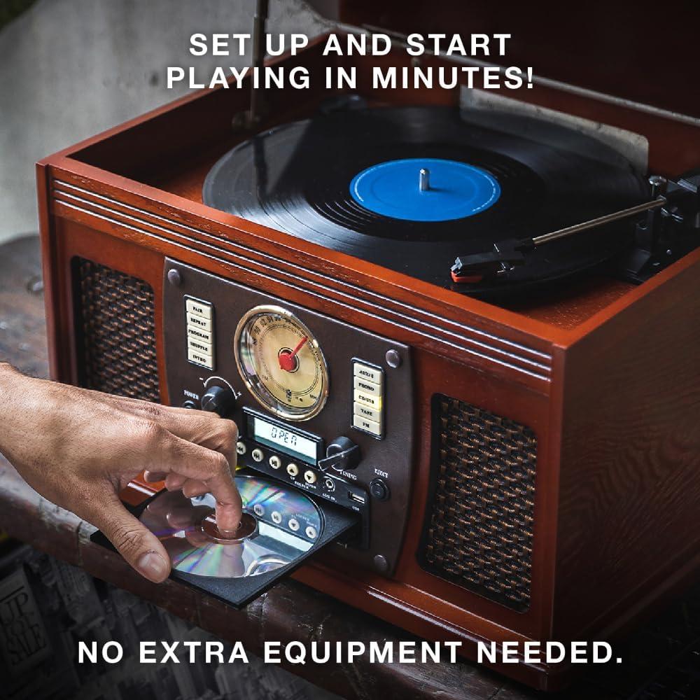 Victrola Navigator Bluetooth Record Player - Espresso: Belt Drive, Remote Control Included