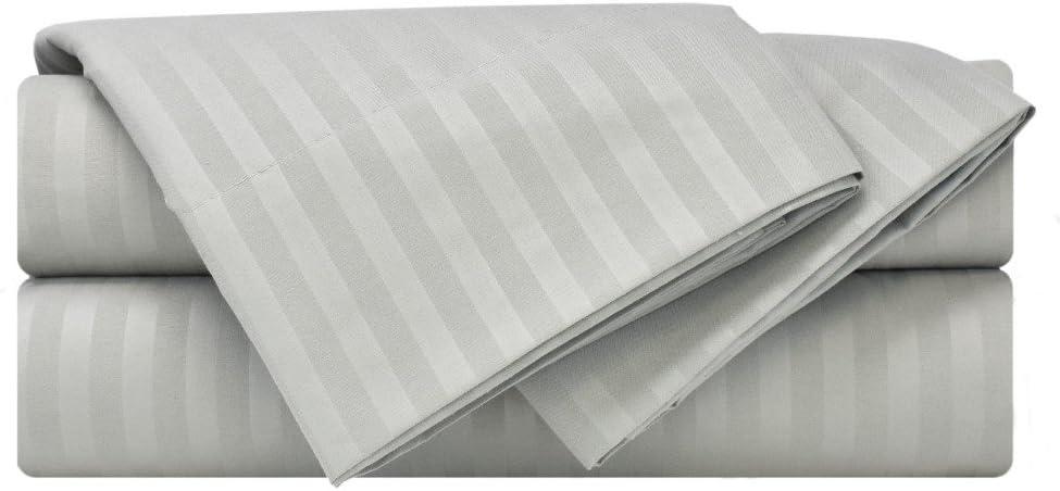 Mezzati Luxury 1800 Prestige Soft and Comfortable Collection Bed Sheets Set Twin Striped Gray