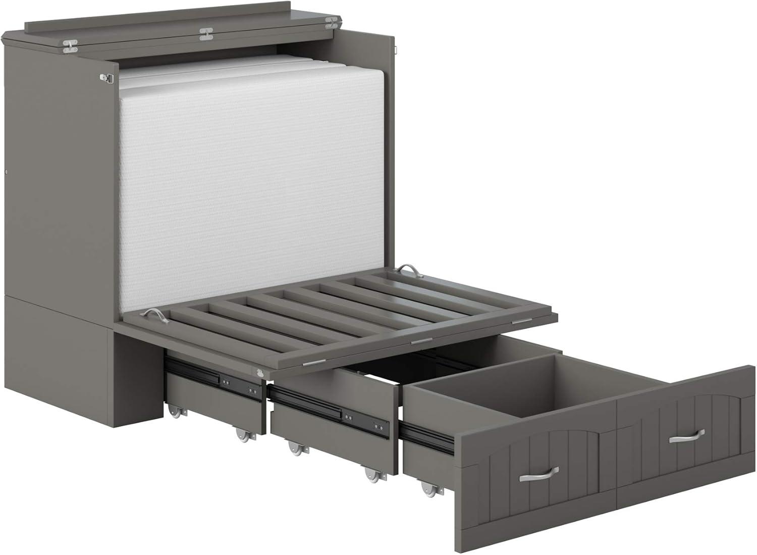 AFI Southampton Twin XL Size Modern Wood Murphy Bed Chest, Gray