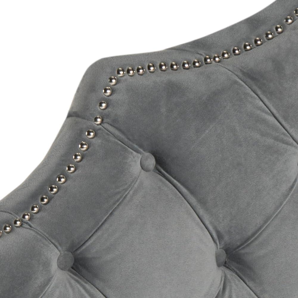 SAFAVIEH Arebelle Rustic Glam Tufted Headboard with Nail Heads, Full, Pewter