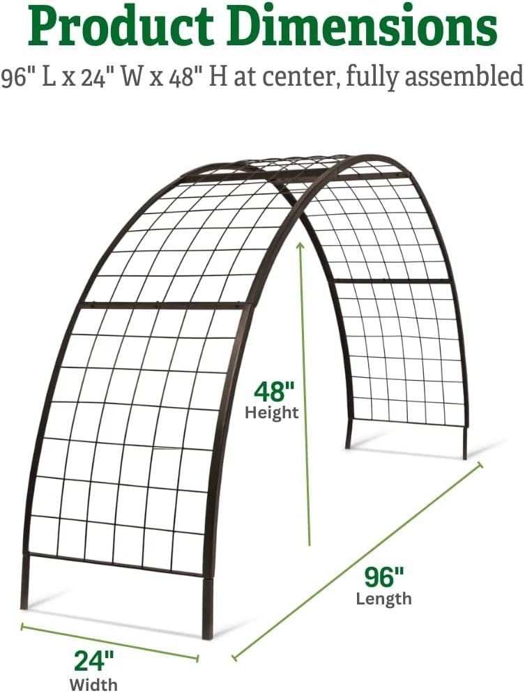 Black Steel Arch Trellis for Elevated Planter Boxes