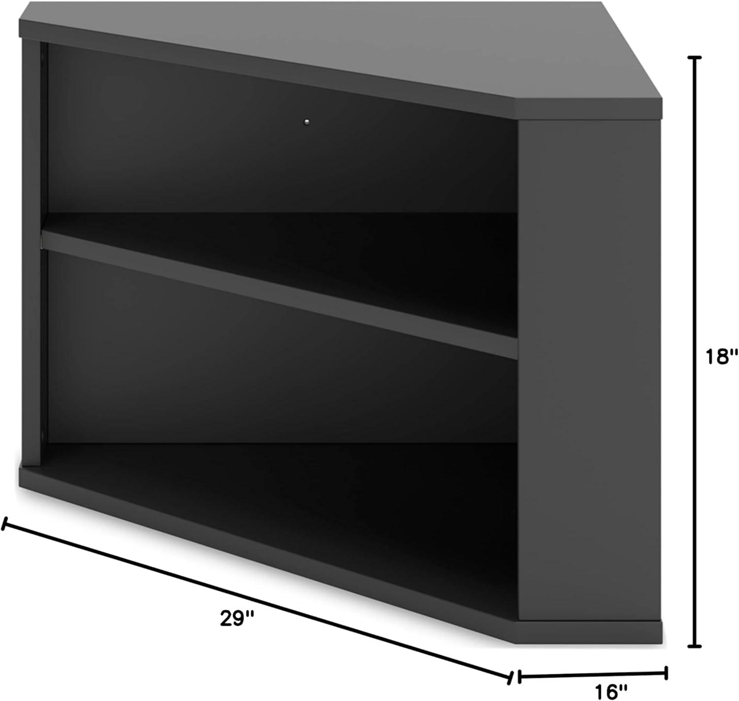 Black Adjustable Corner Bookcase with Open Shelves