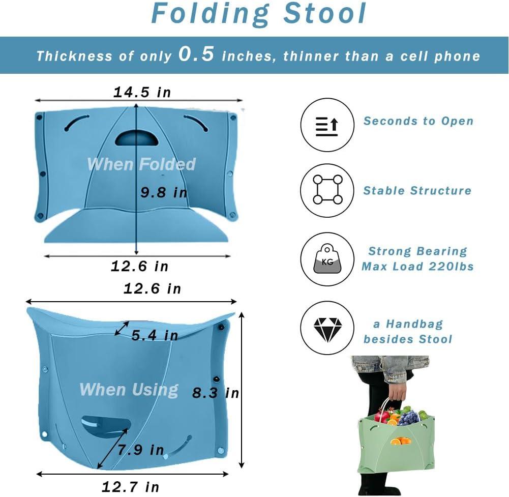 Foldable Portable Outdoor Stool, Thickness of 0.5 in, Quick Opens for Camping Hiking Picnic Fishing Subway, Lightweight Mini Folding Travel Potty Stool, Footrest for Air Travel Red