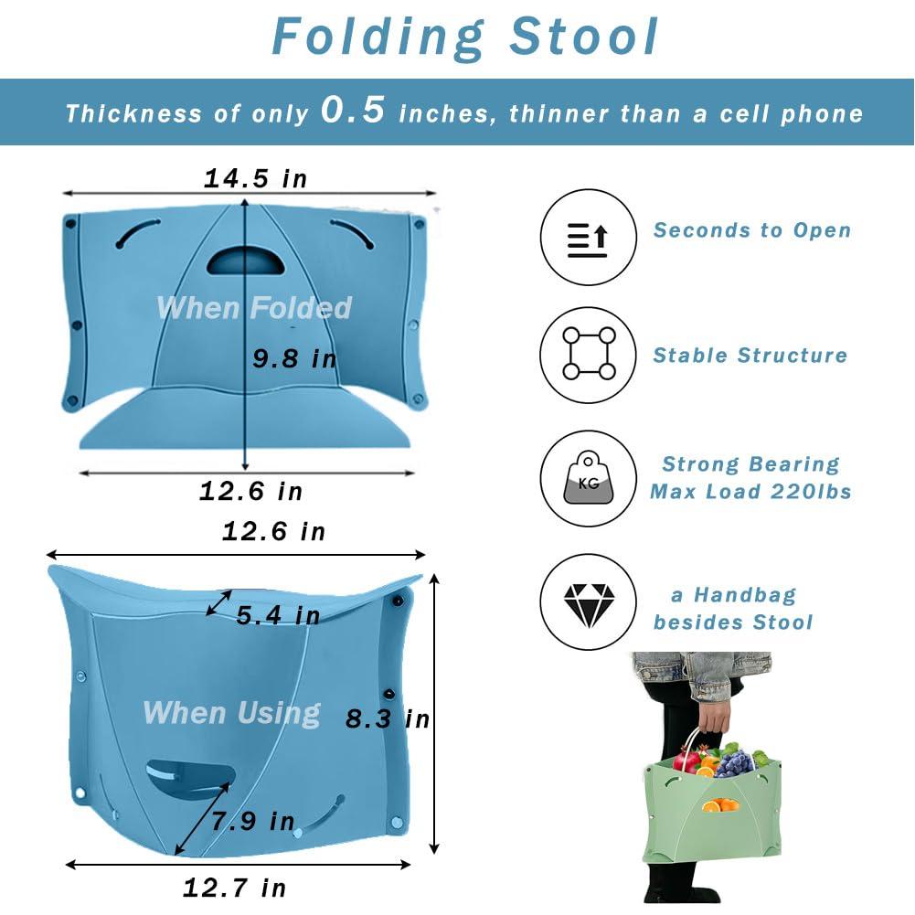 Foldable Portable Outdoor Stool, Thickness of 0.5 in, Quick Opens for Camping Hiking Picnic Fishing Subway, Lightweight Mini Folding Travel Potty Stool, Footrest for Air Travel Red