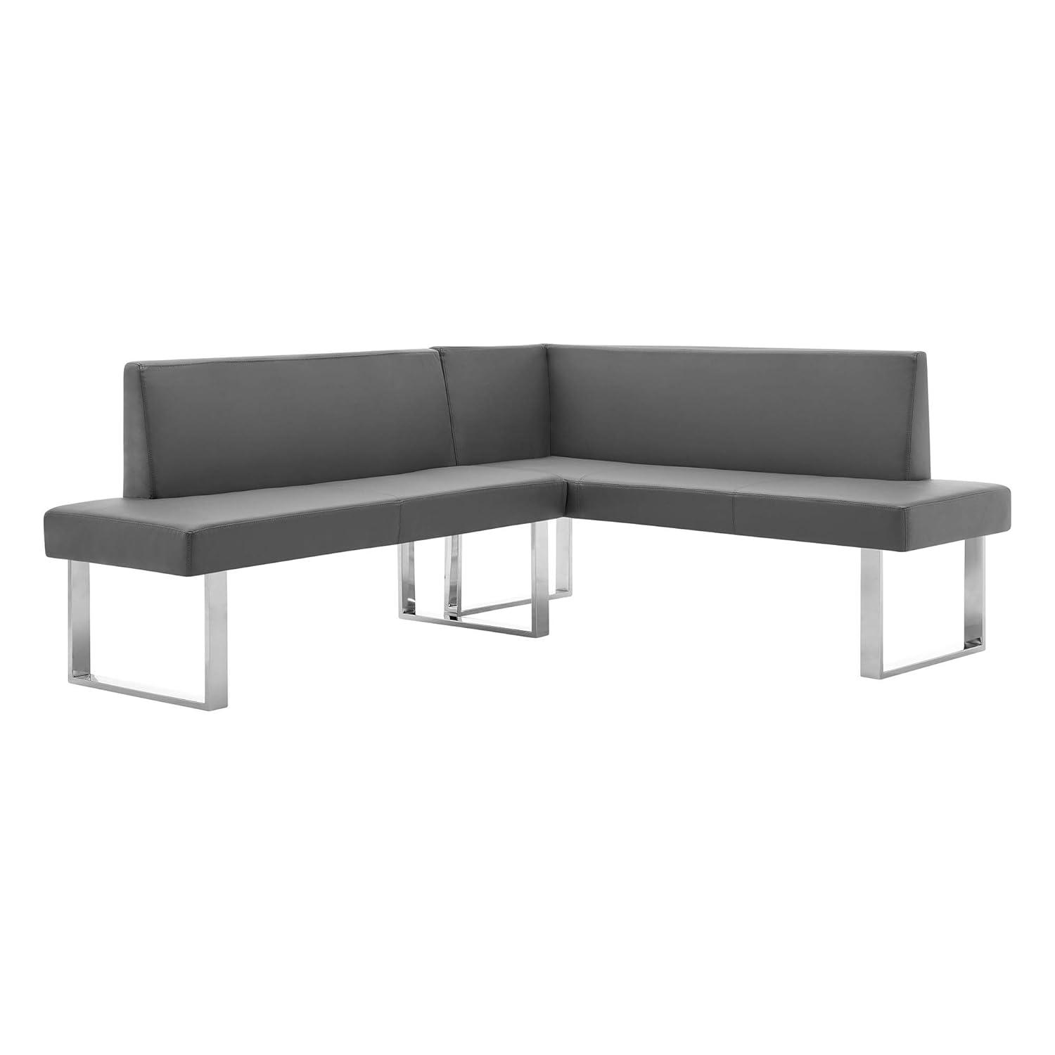 Amanda Contemporary Nook Corner Dining Bench: Chrome Legs, Padded Seat - Armen Living