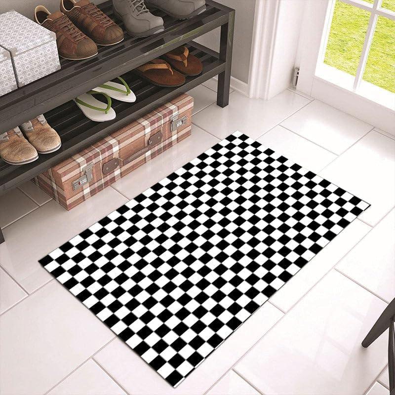 Luxe Weavers Checkered Black and White Geometric 8x10 Area Rug