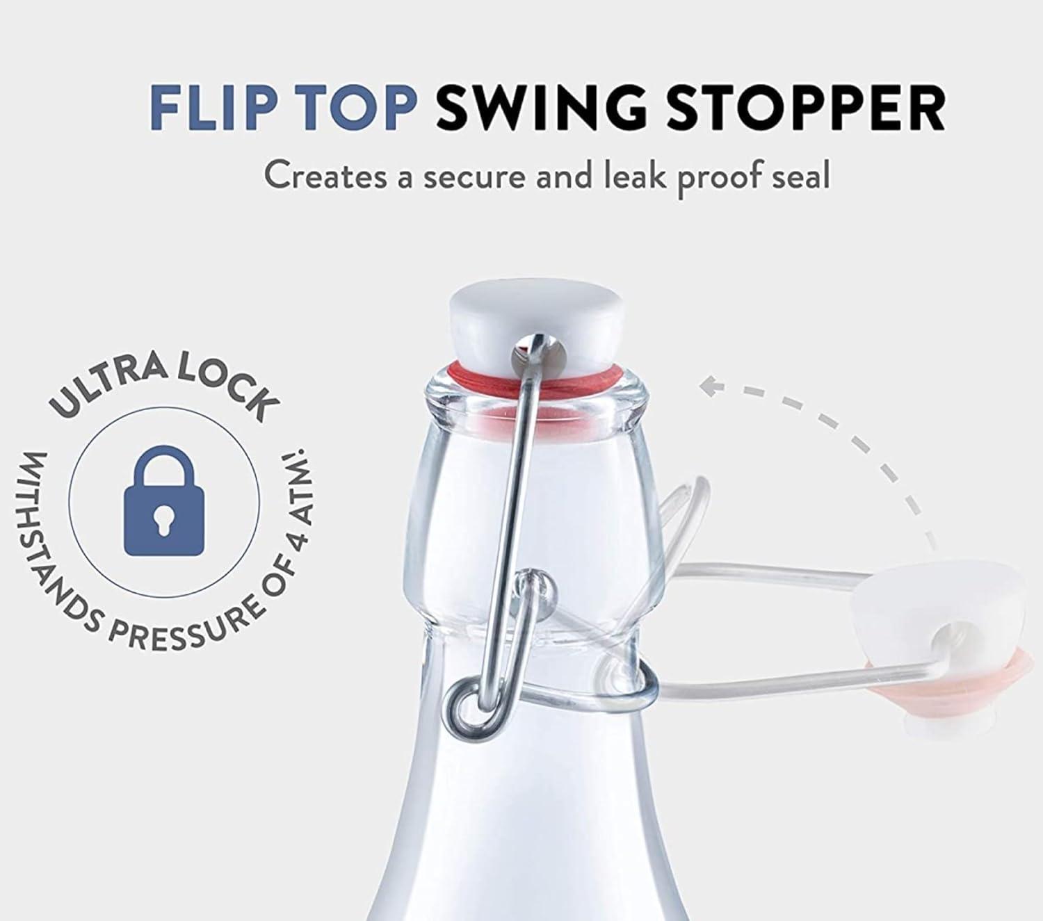 Bormioli Rocco Glass 8.5 Ounce Swing Top Bottle Set of 2