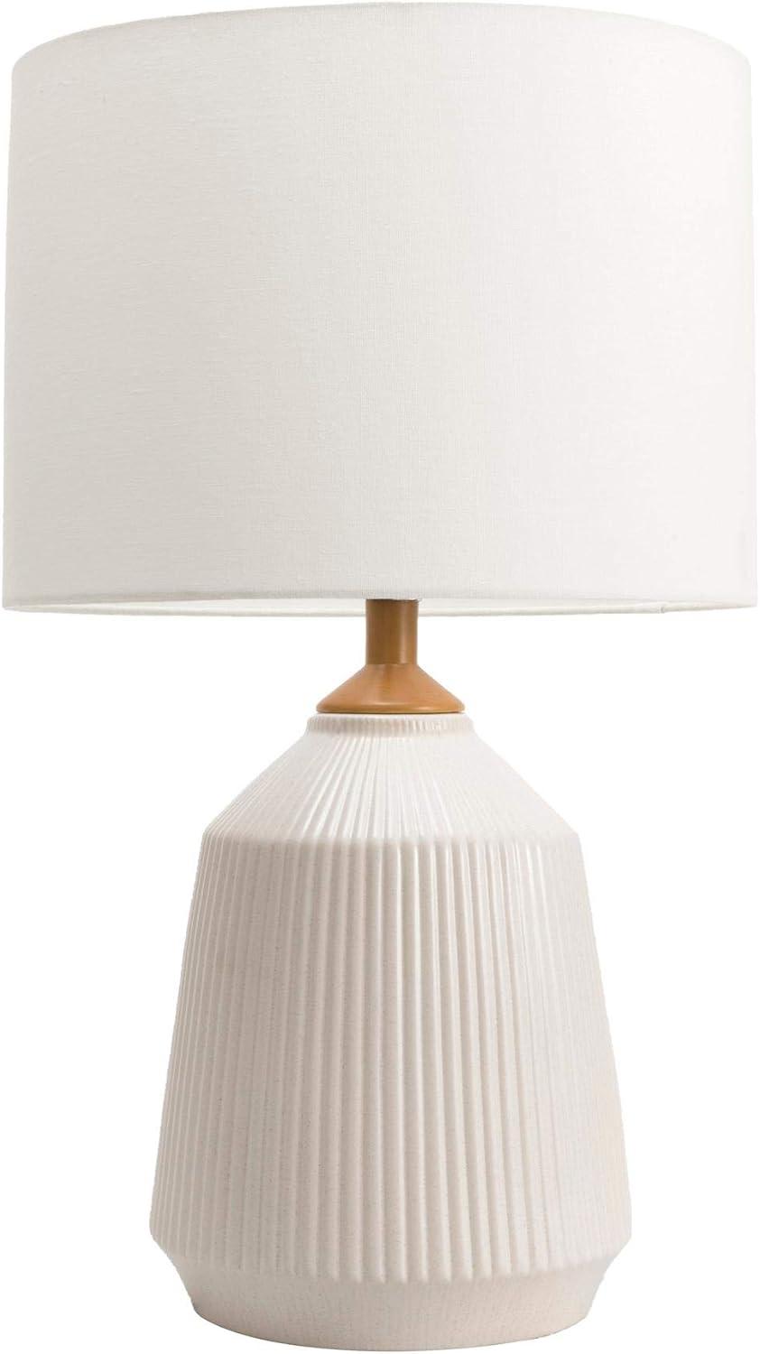 Ivory Ceramic Table Lamp with Linen Drum Shade