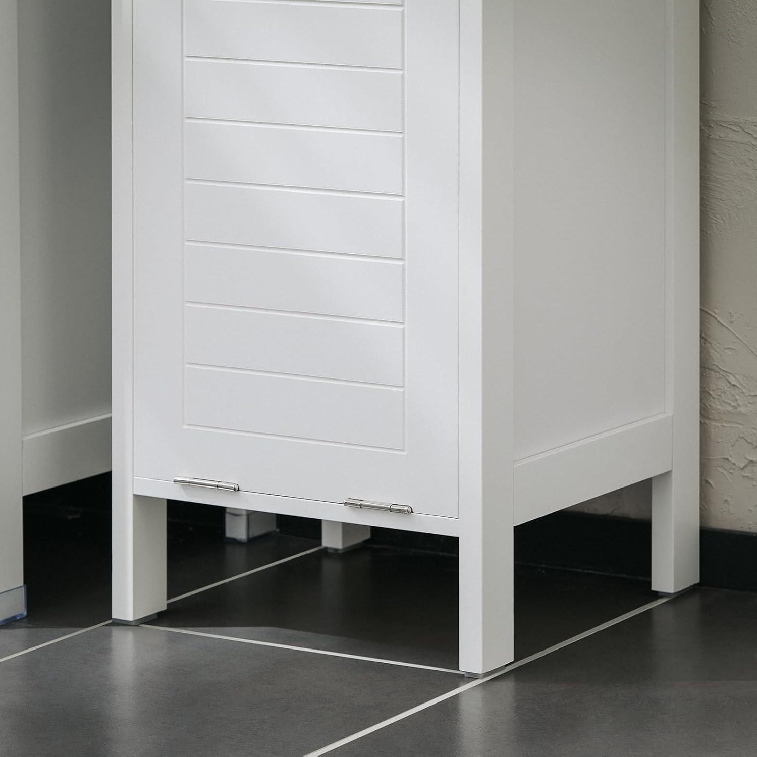 White MDF Tilt-Out Laundry Hamper with Removable Basket