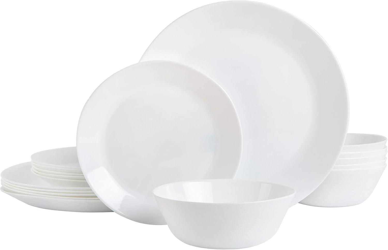 White Opal Glass Square Dinnerware Set, Service for 6