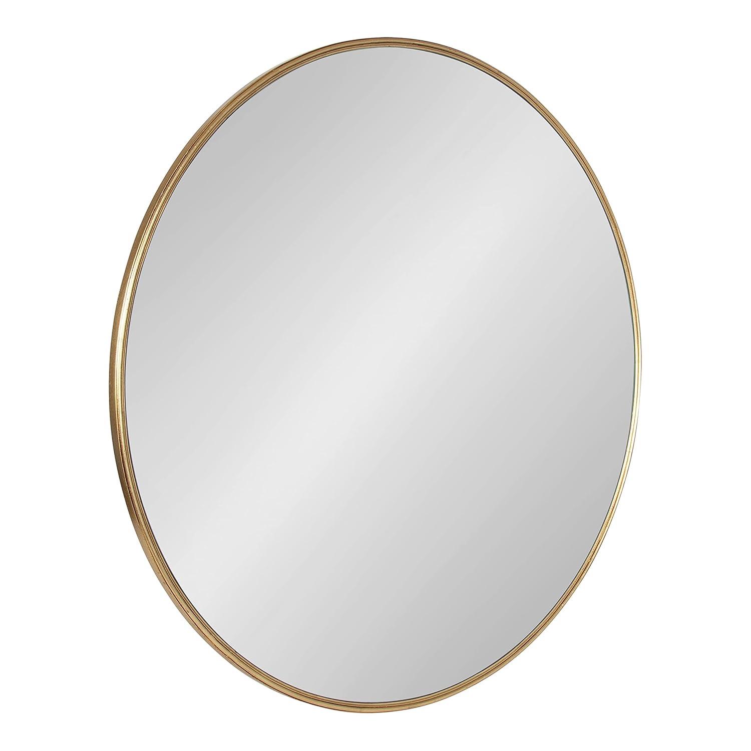 36" x 36" Caskill Round Framed Decorative Wall Mirror Gold - Kate & Laurel All Things Decor