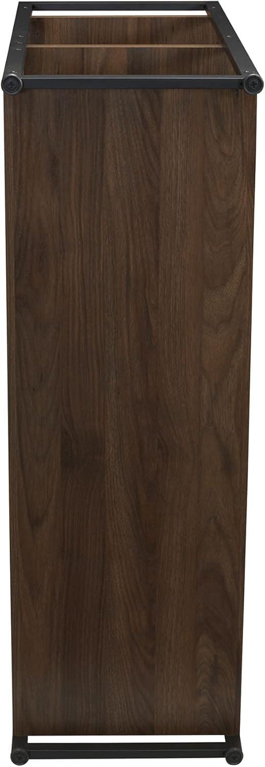 Household Essentials 32.5" Jamestown Wide 3 Shelf Bookshelf Walnut: Faux Wood, Iron Frame, Low Profile